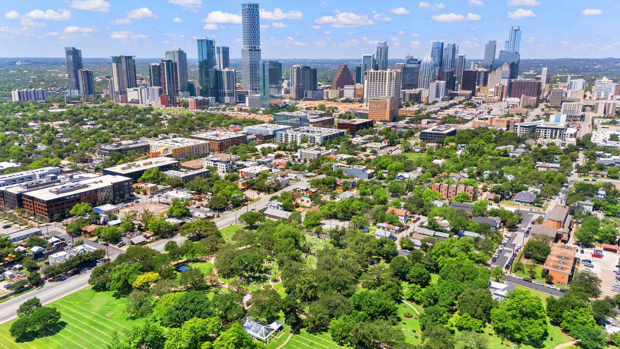 Aerial establishing shot used to open a real estate video walkthrough