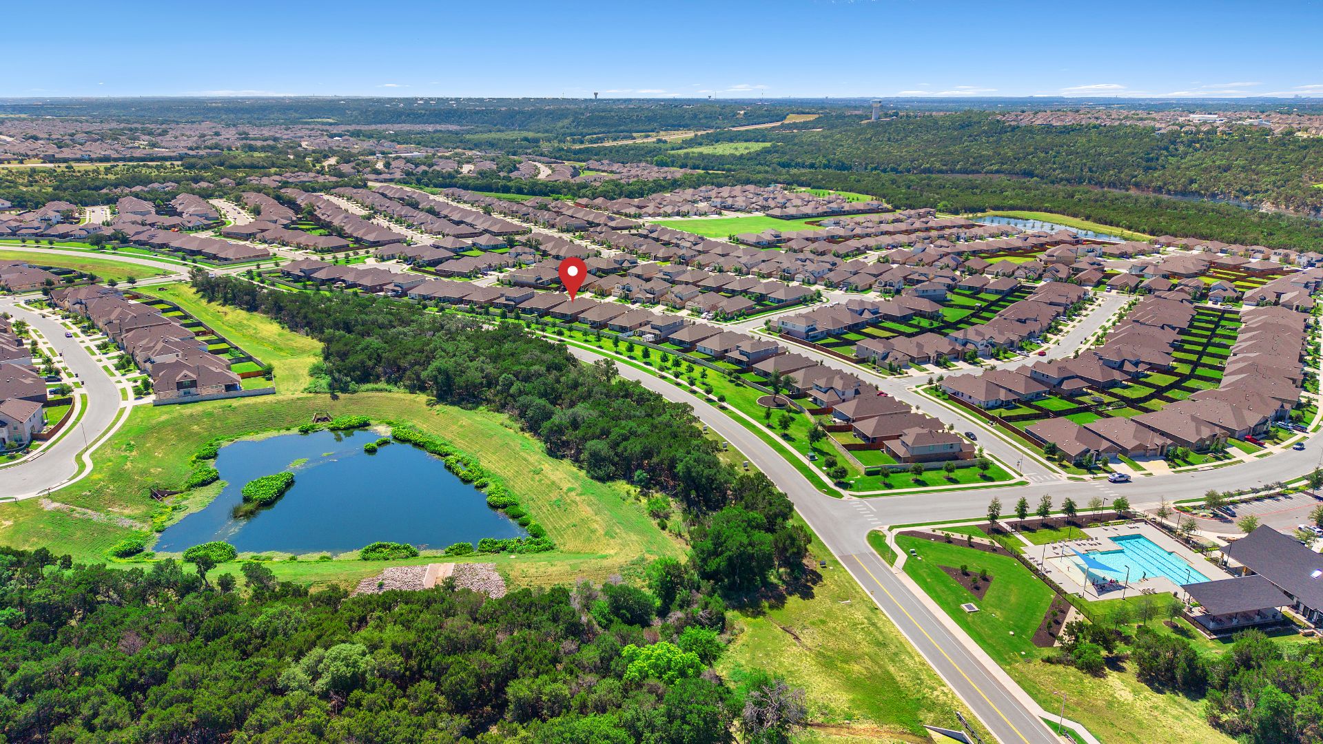 Liberty Hill Texas homes and countryside aerial photography