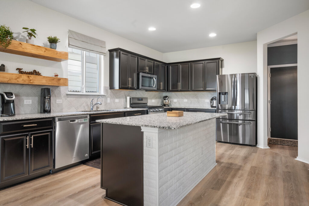 Luxury kitchen island real estate photography in Liberty Hill Texas