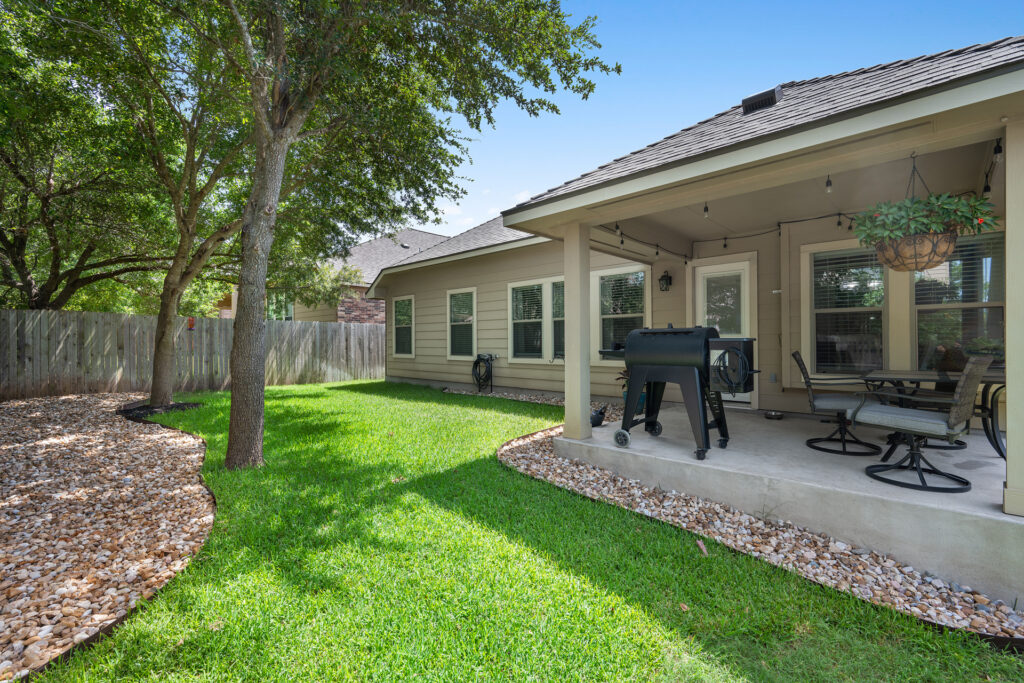 Luxury backyard entertaining area real estate photography in Liberty Hill Texas