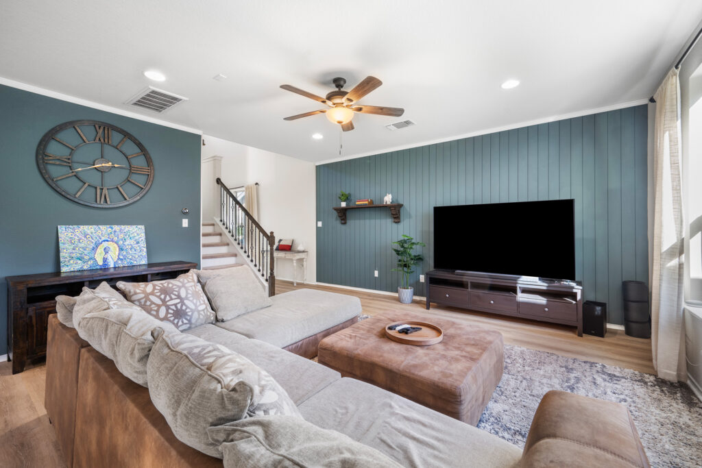 Luxury living room interior real estate photography in Liberty Hill Texas