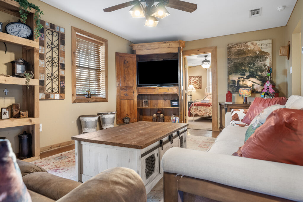 Inviting Airbnb living room photographed by ATXPhotoDude, a professional real estate photographer specializing in Airbnb and vacation rental photography.