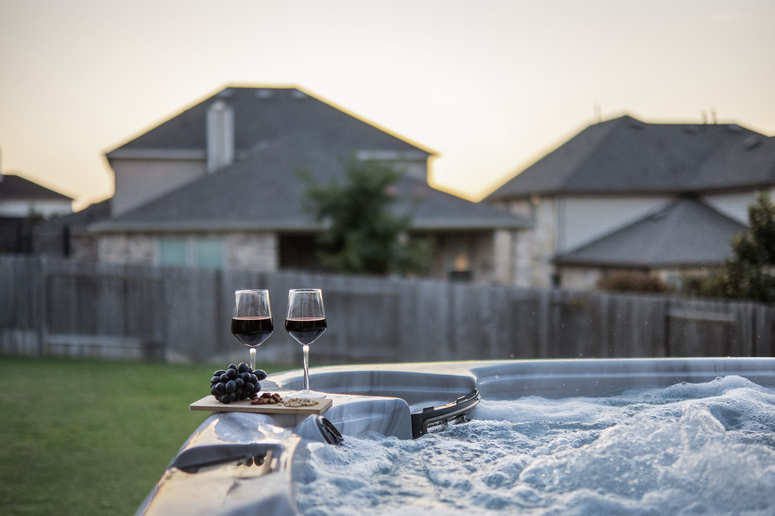 Outdoor hot tub at a Round Rock Airbnb photographed by ATXPhotoDude, a professional real estate photographer specializing in vacation rental and real estate photography.
